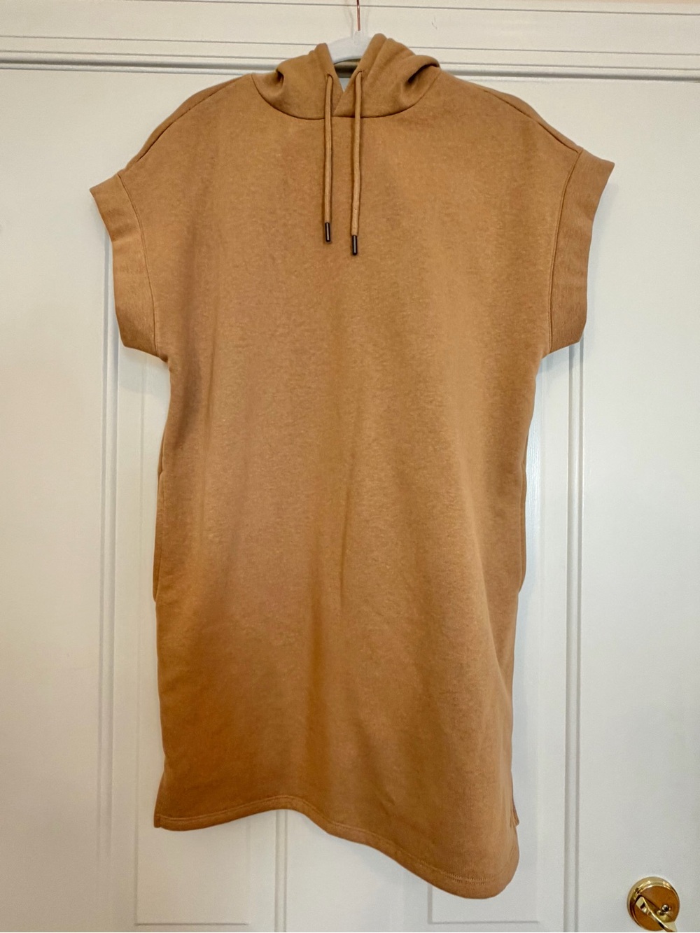 DSG Camel Short-Sleeve Hooded Sweatshirt Tunic Dress